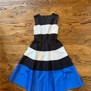 Kate Spade Colorblock Sleeveless Dress - Black, White, and Blue - 4